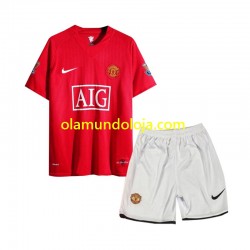 Camisola Manchester United 2007 Retro Criança Equipamento Primeiro Manga Curta